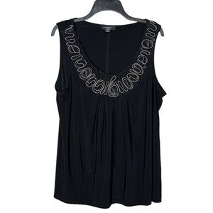 R&M Richard’s Women’s Black Silver Ruffle Embellished Cami